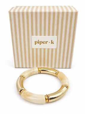 piper·k Gold and Cream Bamboo-Style Bracelet